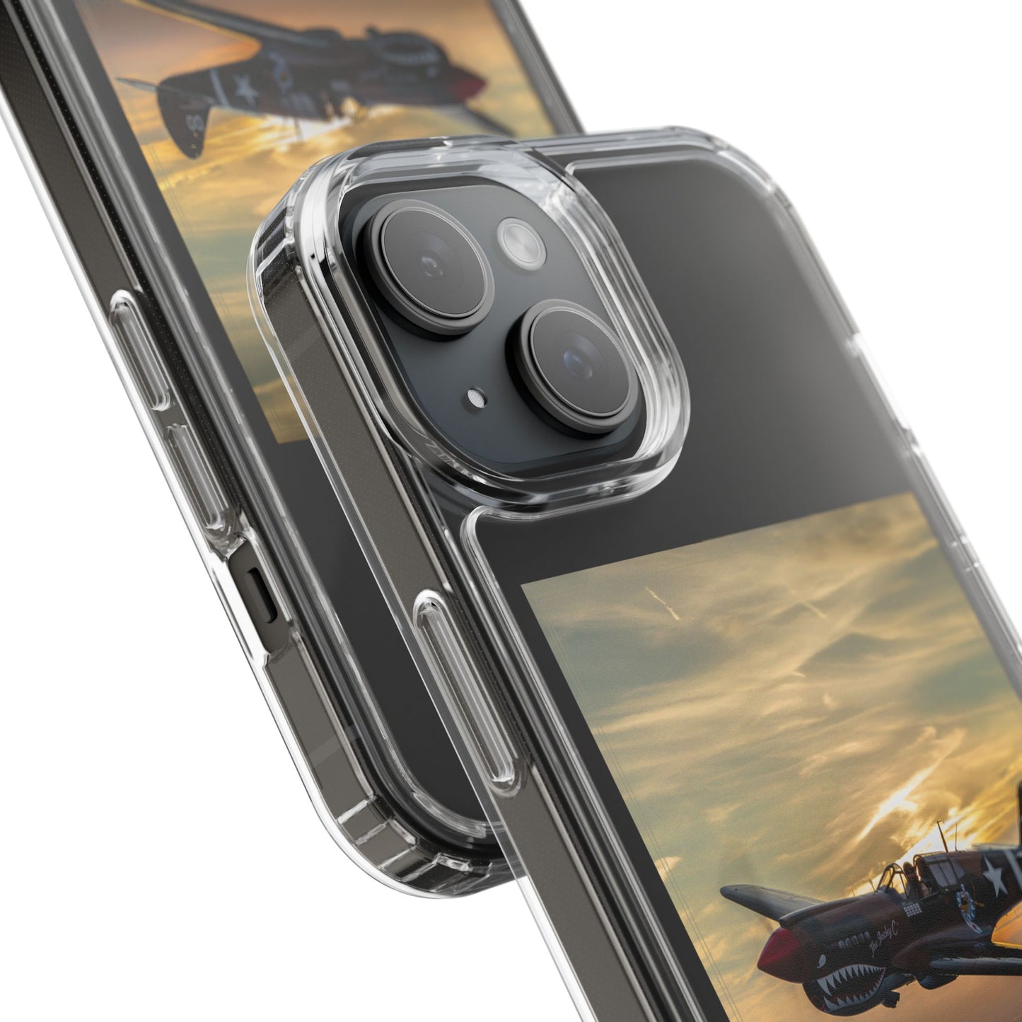 Vintage Warhawk Phone Case, Clear Cases, Military Aviation, Gifts for Him, Unique Phone Accessories