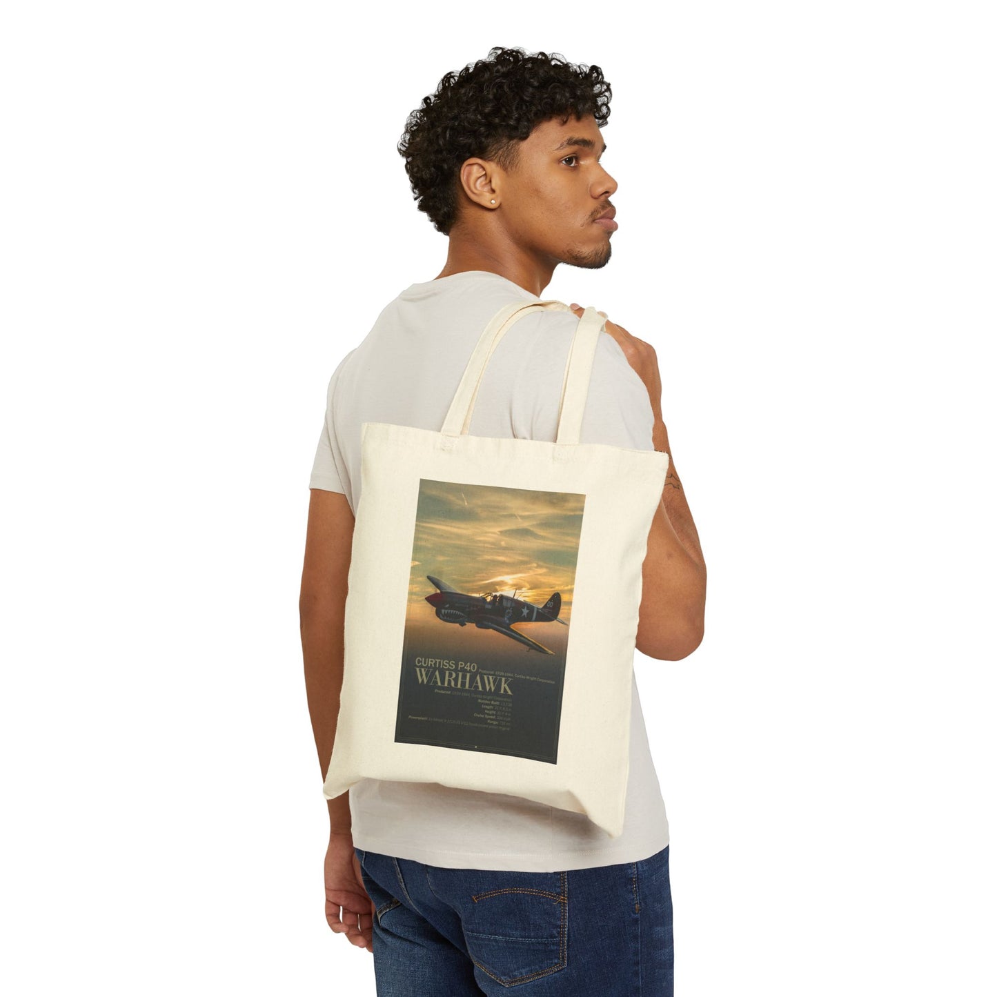 P-40 Warhawk Vintage Plane Cotton Canvas Tote Bag